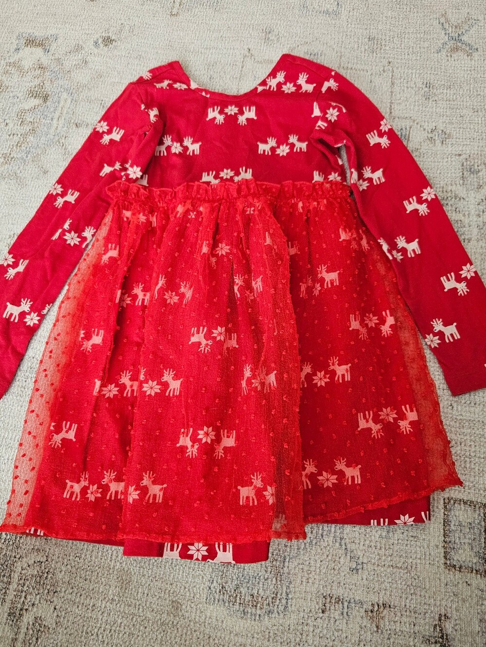 Hanna Andersson Red Girls Reindeer Tulle Holiday Dress